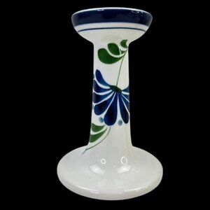 Dansk Porcelain Candle Holder Sage Song Collection 6.75" White Blue Floral